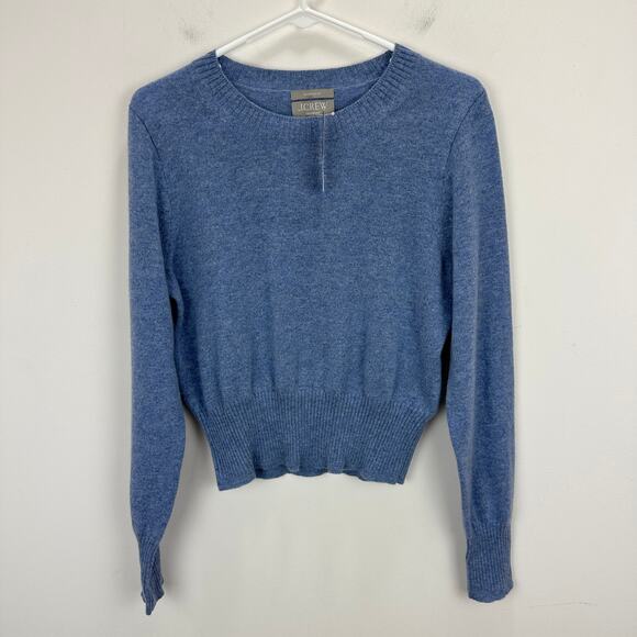 J. Crew Cashmere Crewneck Sweater Cropped Fit Pullover Blue Womens Medium NWT - Picture 4 of 11